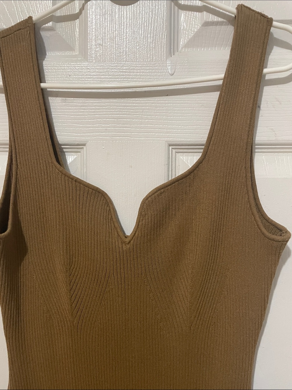 H&M Ribbed Scoop Midi Dress in Brown - Picture 3 of 6